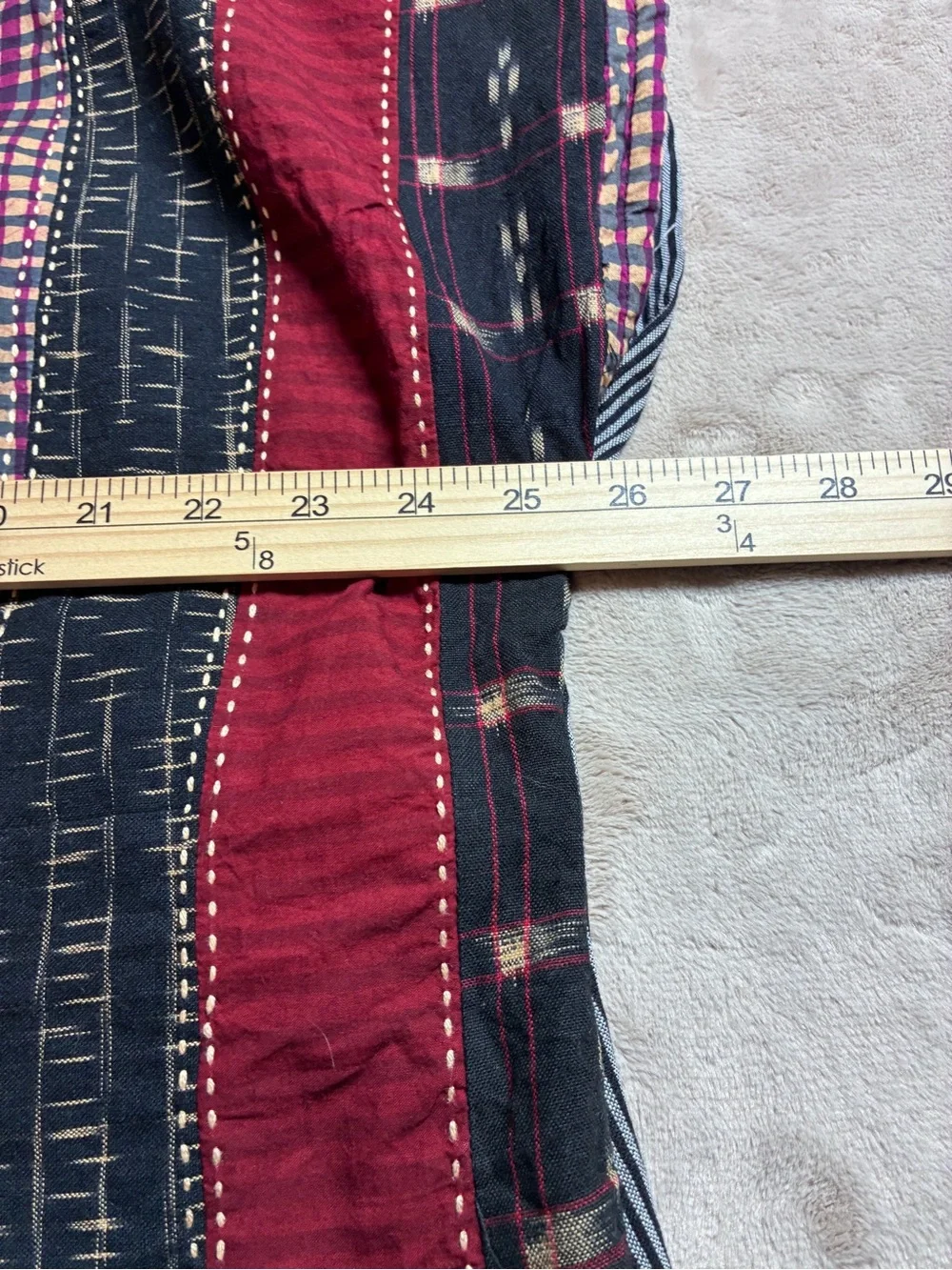 MarketPlace India Patchwork Ikat Kantha Art Blouse Boho Women's Plus 2W Top